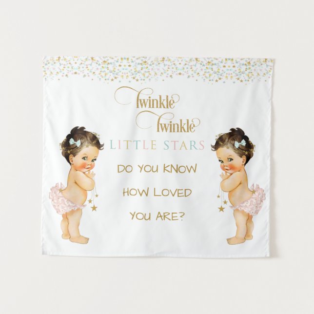 Tenture Twinkle Little Star Baby Twin Girls (Devant (Horizontal))