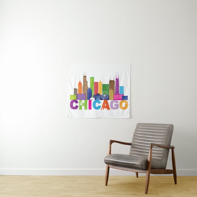 Tenture Typographie d'horizon de ville de Chicago (En situation (horizontale))