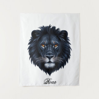 Tenture Typographie du lion noir visage