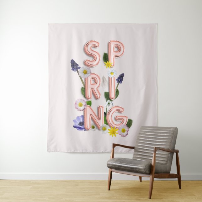 Tenture Typographie du PRINTEMPS à la mode Rose (En situation)