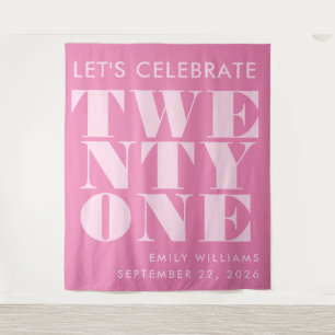 Tenture Typographie Gras Rose Élégant Moderne pour 21e Ann