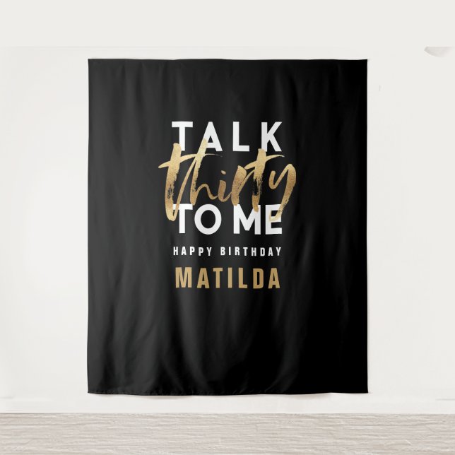 Tenture Typographie minimale moderne or script 30e anniver (Devant)