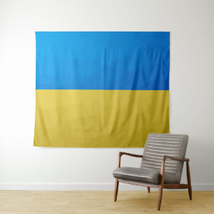 Tenture Ukraine drapeau bleu jaune motif maillage géométri