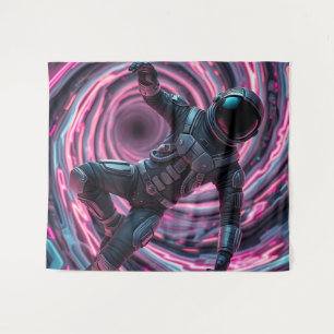 Tenture Un astronaute devant un tourbillon rose