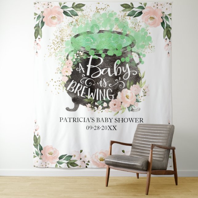 Tenture Un bébé brasse le Baby shower d'Halloween en arriè (En situation)