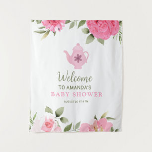 Tenture Un bébé brasse un Baby shower de thé Rose à fleurs