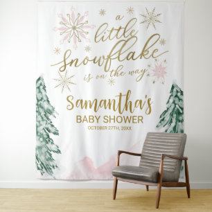 Tenture Un petit Baby shower d'hiver Snowflake Contexte