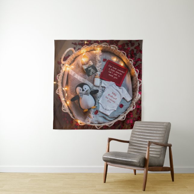 Tenture Un petit pingouin aime la grossesse faire-part (En situation)