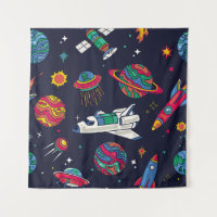 Un vaisseau spatial en motif sans couture Galaxy.