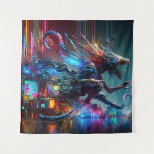 Tenture Une créature rayonnante émergée d'un écran de télé