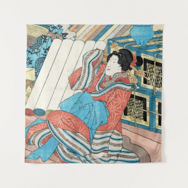 Tenture Une dame japonaise orientale en kimono maiko geish (Devant)