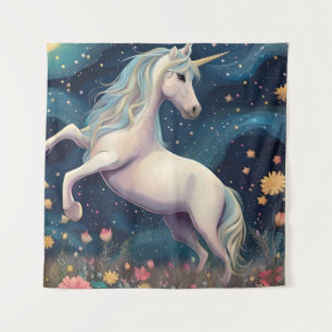 Tenture Une licorne dans la nuit étoilée