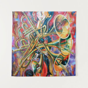 Tenture Une peinture à l'huile sur toile. Musique, la fill