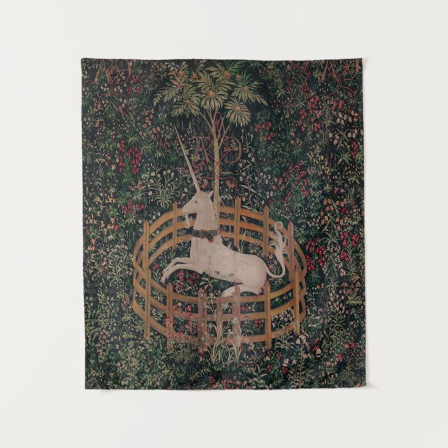 Tenture Unicorn Hunt Medieval Art - Unicorn repose sous la (Devant)