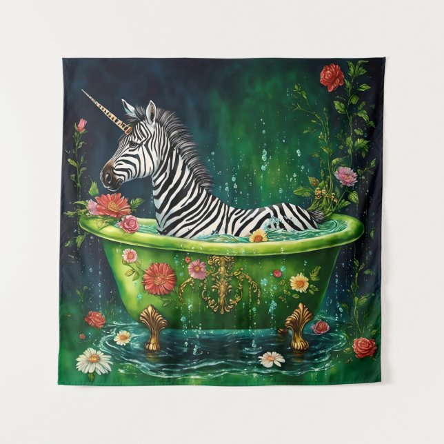 Tenture Unicorn Zebra dans une baignoire (Devant)