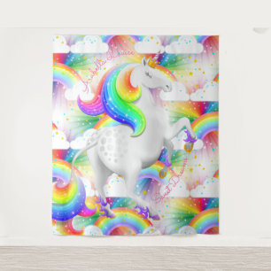 Tenture Unicorne arc-en-ciel personnalisée Princesse