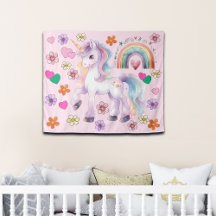 Unicorne colorée Rainbow Flowers Nursery fond