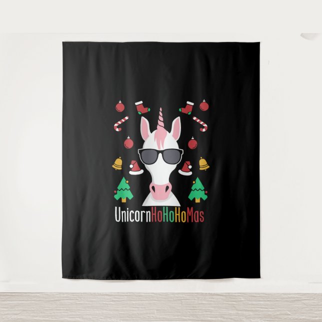 Tenture Unicorne de Noël (Devant)