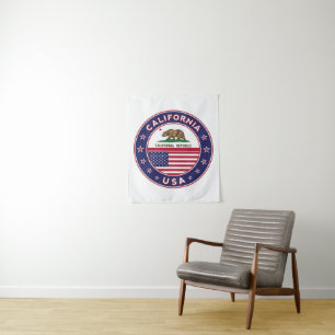 Tenture USA_STATES - WITH_FLAG_California_circle_with_flag
