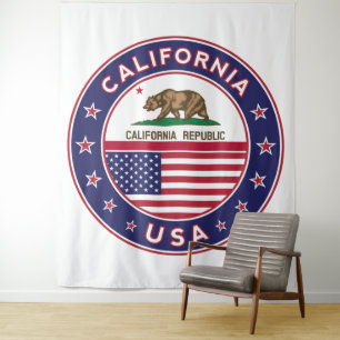 Tenture USA_STATES - WITH_FLAG_California_circle_with_flag