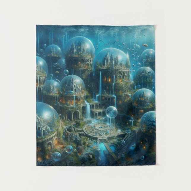 Tenture "Utopie aquatique : paysage sous-marin enchanté" D (Devant)