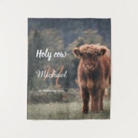 Vache des Highlands veau monogramme première fête 