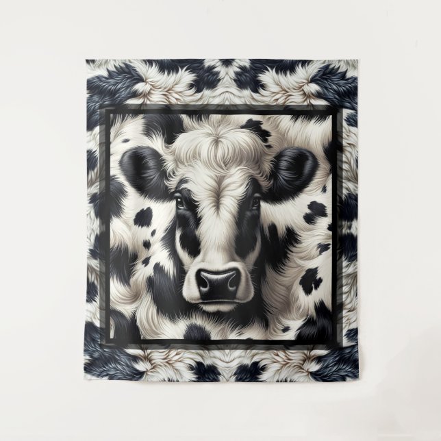 Tenture Vache noire et blanche Cowhide Fur Fur Look (Devant)