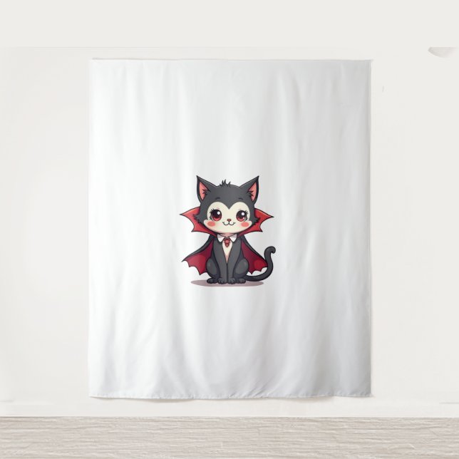 Tenture Vampire Chat - Jolie Halloween Pet Tee (Devant)