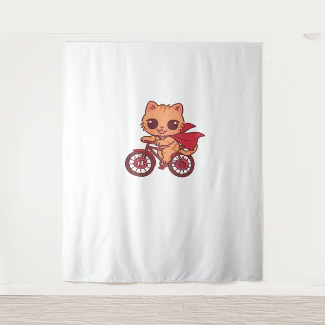 Tenture Vampire Chat sur la promenade à vélo d'Halloween - (Devant)
