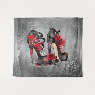 Tenture Vampy Strappy Stilettos Roses rouges talons sur