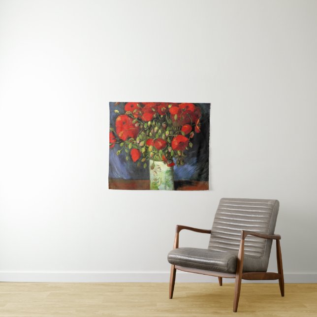 Tenture Vase avec des pavots rouges par Vincent Van Gogh (En situation (horizontale))