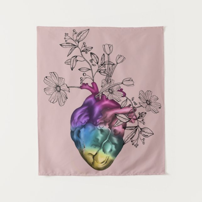 Tenture Vase en forme de cœur (Devant)