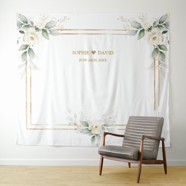 Tenture Végétal Aéré Blanc Floral Photo Mariage (En situation (horizontale))
