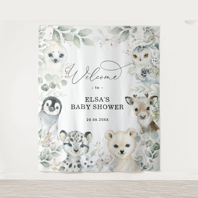 Tenture Végétation d'hiver Gold Arctic Animaux Baby Welcom (Devant)