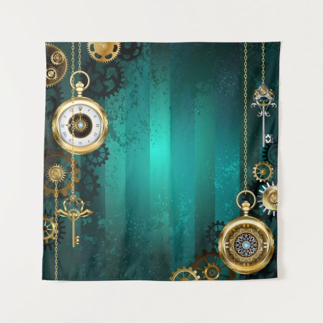 Tenture Veille bijoux Steampunk sur un Arrière - plan vert (Devant)