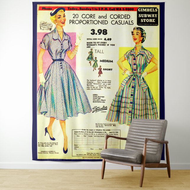 Tenture Vente de vêtements au magasin Gimbels 1953 (En situation)