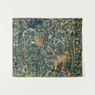 Tenture VERDURE, ANIMAUX faisan, Fox, floral vert de FORÊT