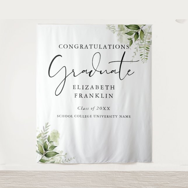 Tenture Verdure Floral Graduation Photo Booth fond (Devant)