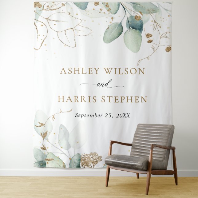 Tenture Verdure or Eucalyptus Rustique Mariage (En situation)