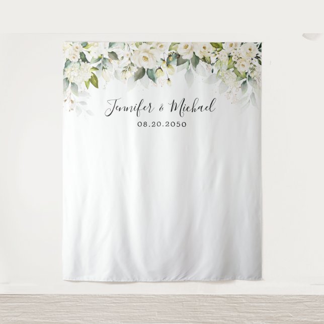 Tenture Verdure Roses blanches Mariage Arrière-plans (Devant)