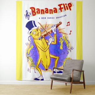 Tenture vers 1950 Banana Feuille de musique imprimé