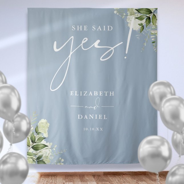 Tenture Vert Dusty Blue Engagement Party Contexte (Greenery Dusty Blue Engagement Party Backdrop)