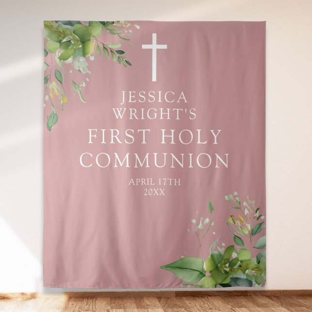 Tenture Vert rose première sainte communion toile de fond (Créateur téléchargé)