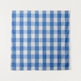 Tenture Vêtements de table recouverts de blanc bleu.