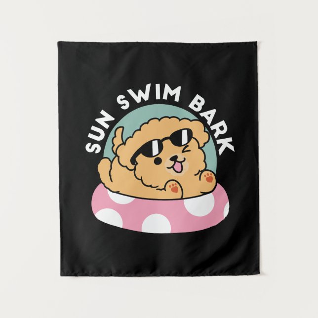 Tenture Vibes d'été Chien - Chiot flottant avec lunettes d (Devant)