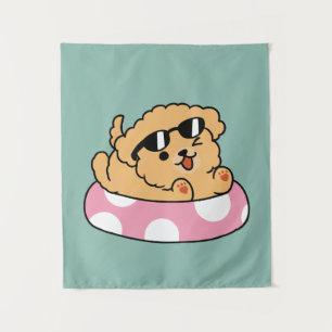 Tenture Vibes d'été Chien - Chiot flottant avec lunettes d