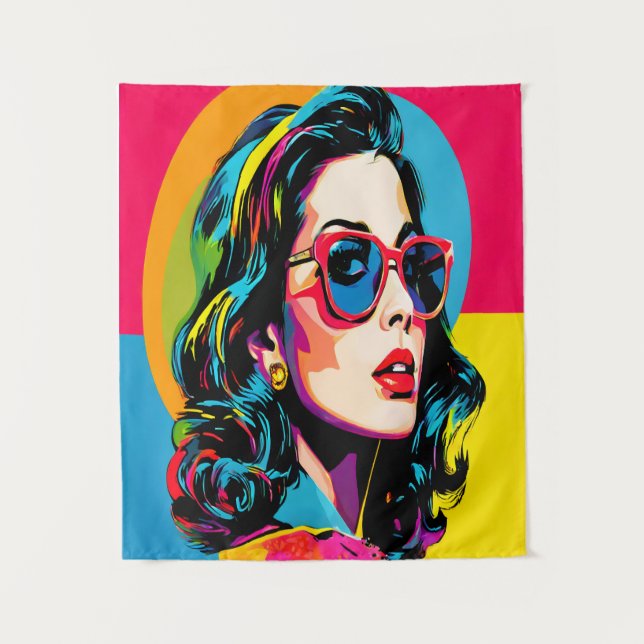 Tenture Vibrant Pop Art Femme Retro Chic Décor Mur (Devant)