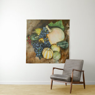 Tenture Vie morte de récolte d'automne avec Citrouilles, G