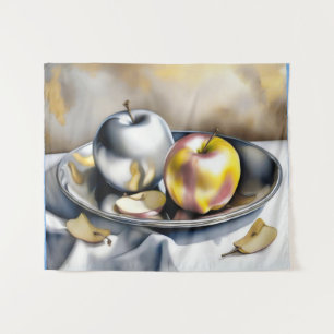 Tenture Vie morte des pommes d'argent et d'or