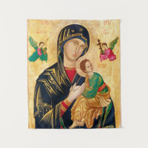 Tenture Vierge byzantine Marie et icône enfant Noël